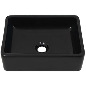 vidaXL Basin Ceramic Rectangular Black 41x30x12 cm