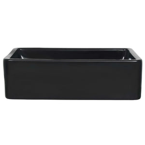 vidaXL Basin Ceramic Rectangular Black 41x30x12 cm