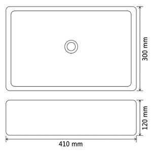 vidaXL Basin Ceramic Rectangular Black 41x30x12 cm