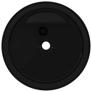 vidaXL Basin Ceramic Round Black 40x15 cm