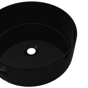 vidaXL Basin Ceramic Round Black 40x15 cm