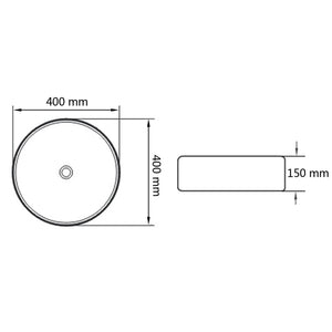 vidaXL Basin Ceramic Round Black 40x15 cm