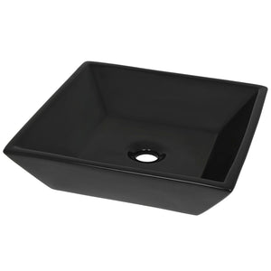 vidaXL Basin Ceramic Square Black 41.5x41.5x12 cm