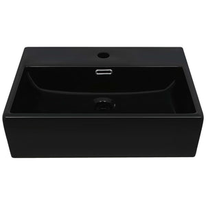 vidaXL Basin with Faucet Hole Ceramic Black 51.5x38.5x15 cm