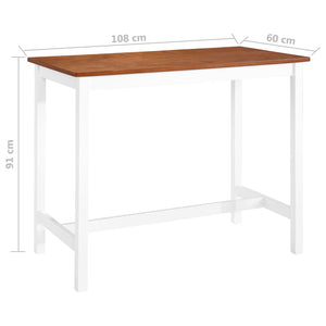 vidaXL Bar Table Solid Wood 108x60x91 cm