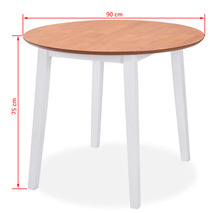 vidaXL Dining Set 3 Pieces MDF and Rubberwood White