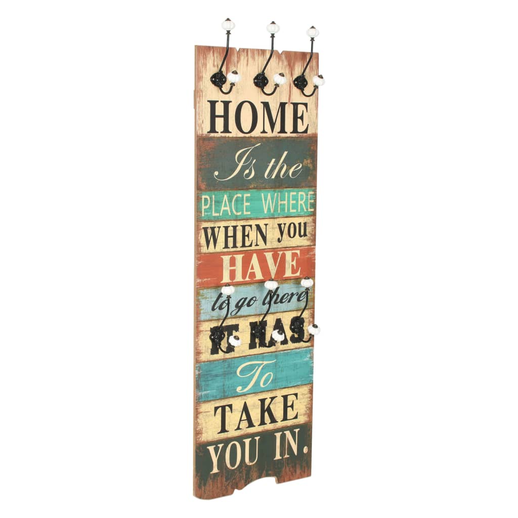 vidaXL Wall-mounted Coat Rack with 6 Hooks 120x40 cm HOME IS