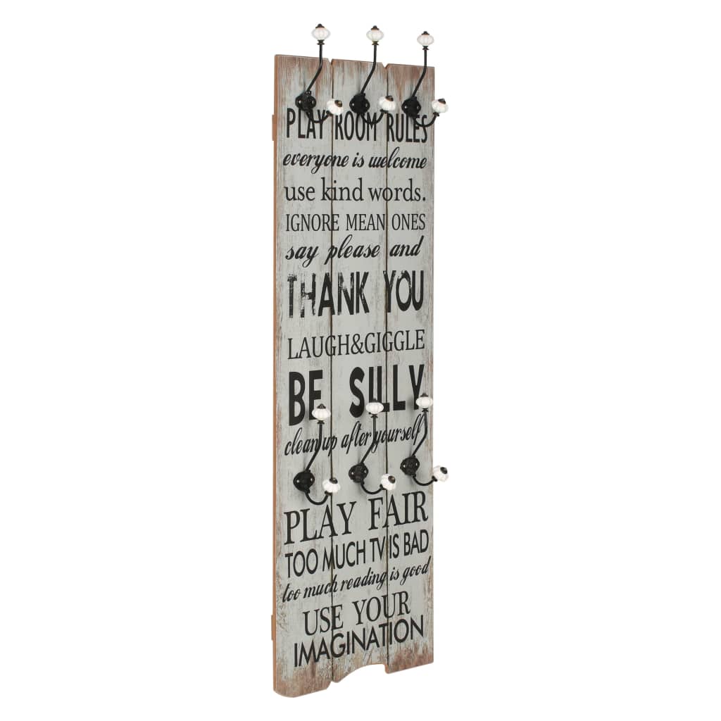 vidaXL Wall-mounted Coat Rack with 6 Hooks 120x40 cm THANK YOU