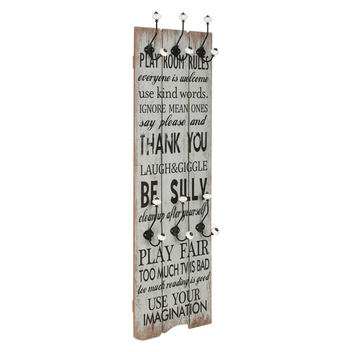 vidaXL Wall-mounted Coat Rack with 6 Hooks 120x40 cm THANK YOU