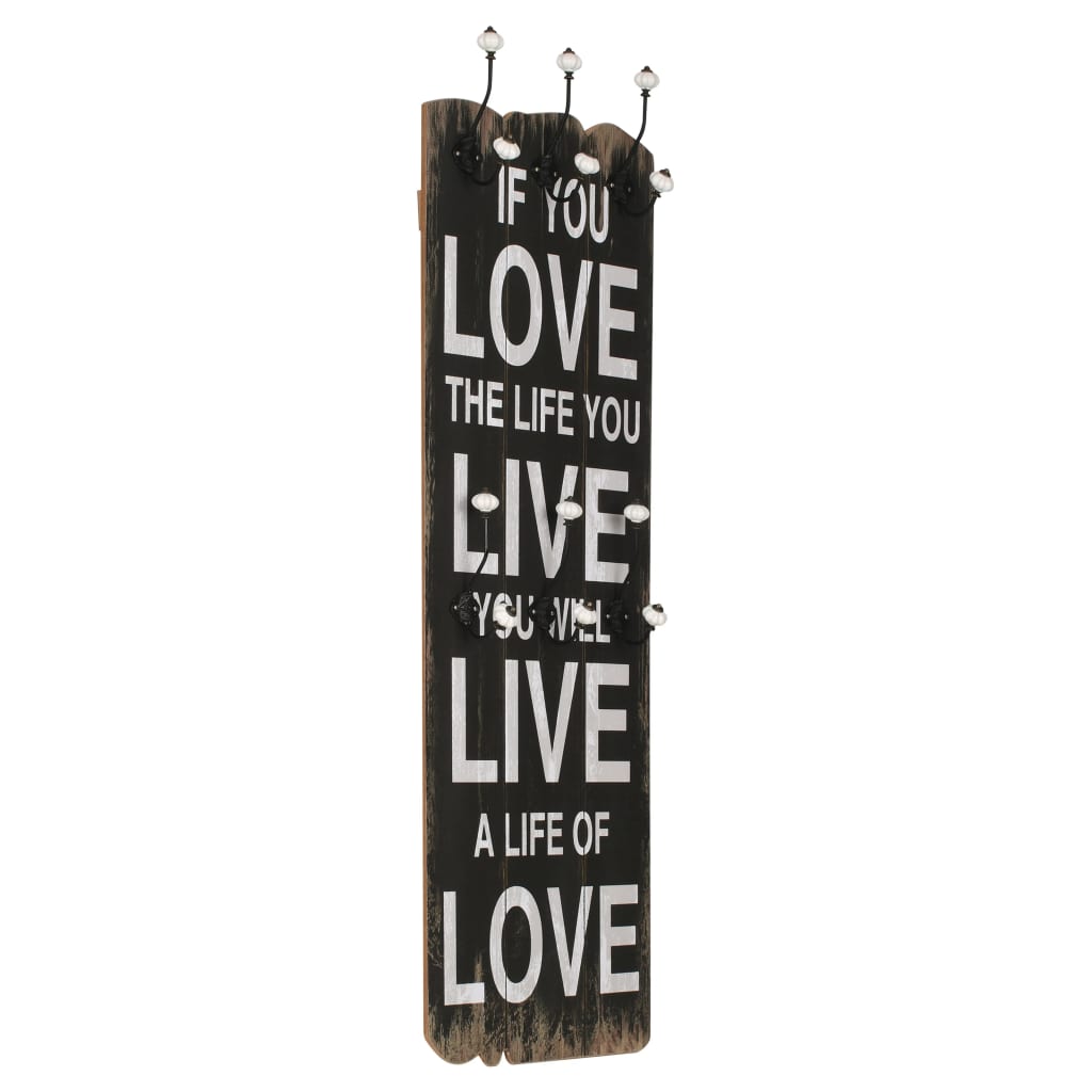 vidaXL Wall-mounted Coat Rack with 6 Hooks 120x40 cm LOVE LIVE