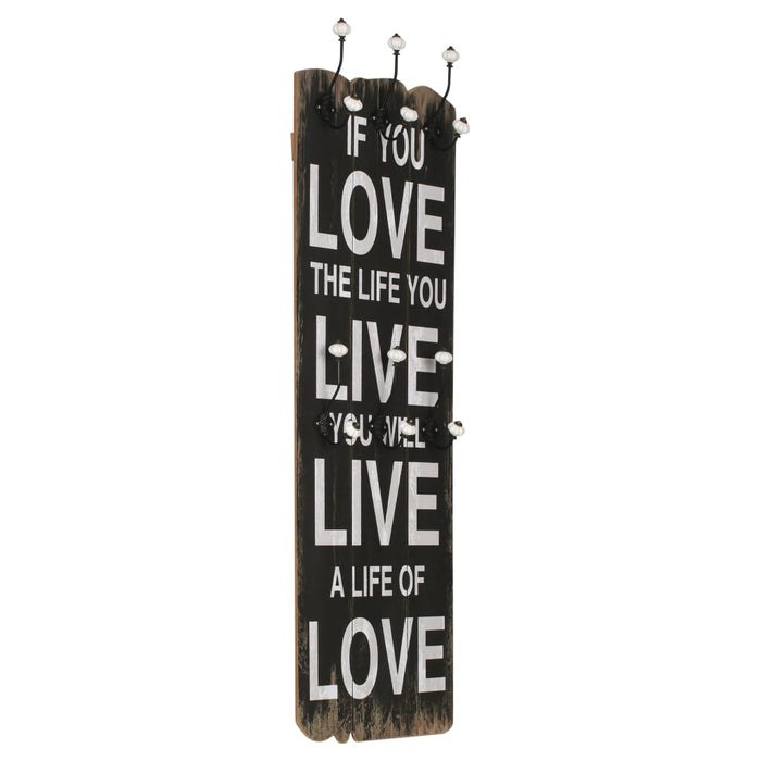 vidaXL Wall-mounted Coat Rack with 6 Hooks 120x40 cm LOVE LIVE
