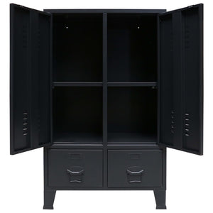 vidaXL Wardrobe Metal Industrial Style 67x35x107 cm Black