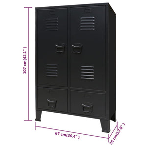 vidaXL Wardrobe Metal Industrial Style 67x35x107 cm Black