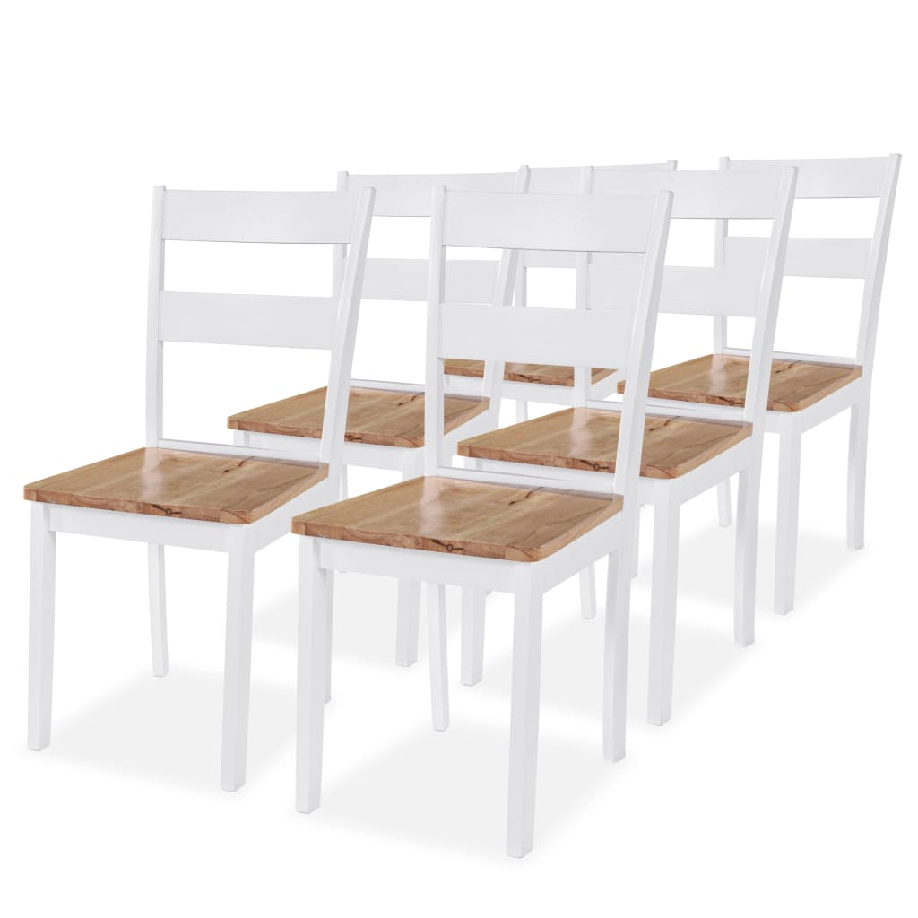 vidaXL Dining Chairs 6 pcs White Solid Rubber Wood