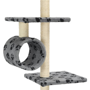 vidaXL Cat Tree with Sisal Scratching Posts 260 cm Grey Paw Prints