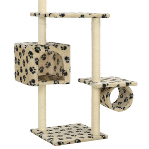 vidaXL Cat Tree with Sisal Scratching Posts 260 cm Beige Paw Prints