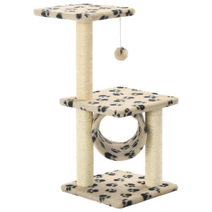 vidaXL Cat Tree with Sisal Scratching Posts 65 cm Beige Paw Print