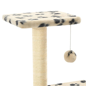 vidaXL Cat Tree with Sisal Scratching Posts 65 cm Beige Paw Print