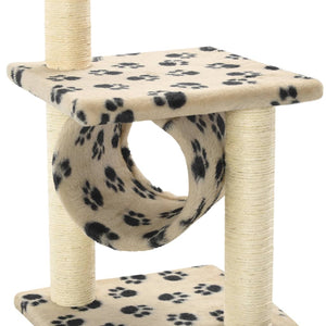 vidaXL Cat Tree with Sisal Scratching Posts 65 cm Beige Paw Print