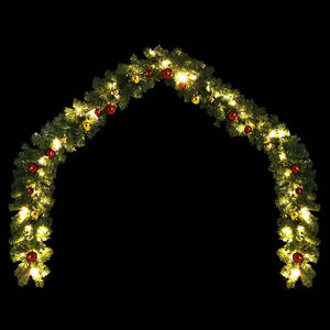 vidaXL Christmas Garland Decorated with Baubles and LED Lights 5 m