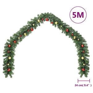 vidaXL Christmas Garland Decorated with Baubles and LED Lights 5 m