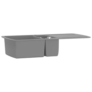 vidaXL Granite Kitchen Sink Double Basin Grey