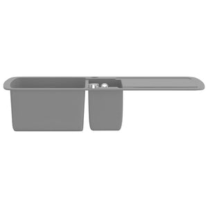 vidaXL Granite Kitchen Sink Double Basin Grey