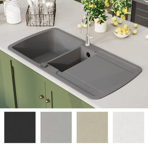 vidaXL Granite Kitchen Sink Double Basin Grey