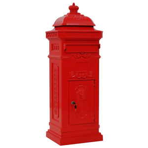 vidaXL Pillar Letterbox Aluminium Vintage Style Rustproof Red