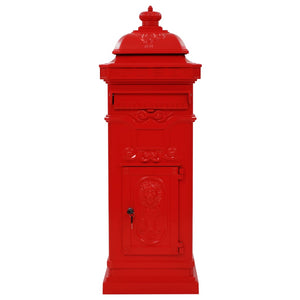 vidaXL Pillar Letterbox Aluminium Vintage Style Rustproof Red