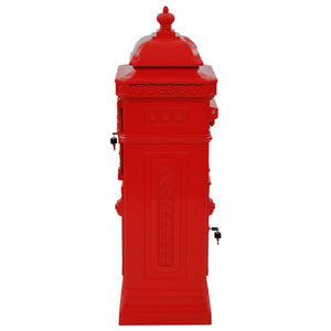 vidaXL Pillar Letterbox Aluminium Vintage Style Rustproof Red