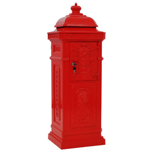 vidaXL Pillar Letterbox Aluminium Vintage Style Rustproof Red