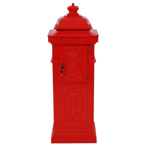 vidaXL Pillar Letterbox Aluminium Vintage Style Rustproof Red