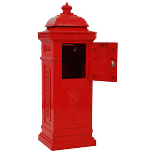 vidaXL Pillar Letterbox Aluminium Vintage Style Rustproof Red