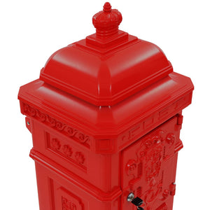 vidaXL Pillar Letterbox Aluminium Vintage Style Rustproof Red