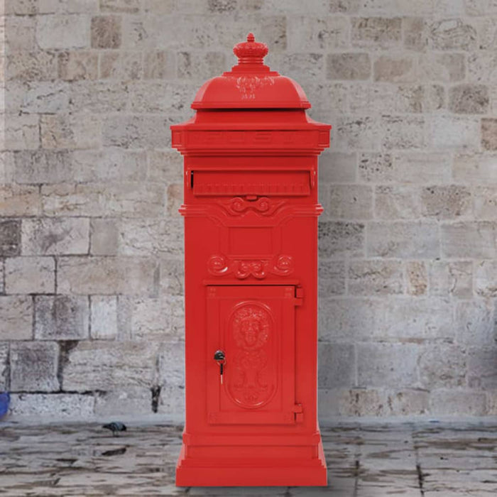 vidaXL Pillar Letterbox Aluminium Vintage Style Rustproof Red