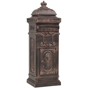 vidaXL Pillar Letterbox Aluminium Vintage Style Rustproof Bronze