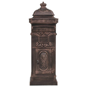 vidaXL Pillar Letterbox Aluminium Vintage Style Rustproof Bronze