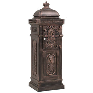 vidaXL Pillar Letterbox Aluminium Vintage Style Rustproof Bronze