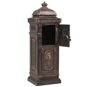 vidaXL Pillar Letterbox Aluminium Vintage Style Rustproof Bronze