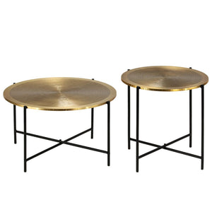 vidaXL Table Set 2 Pieces Brass-covered MDF