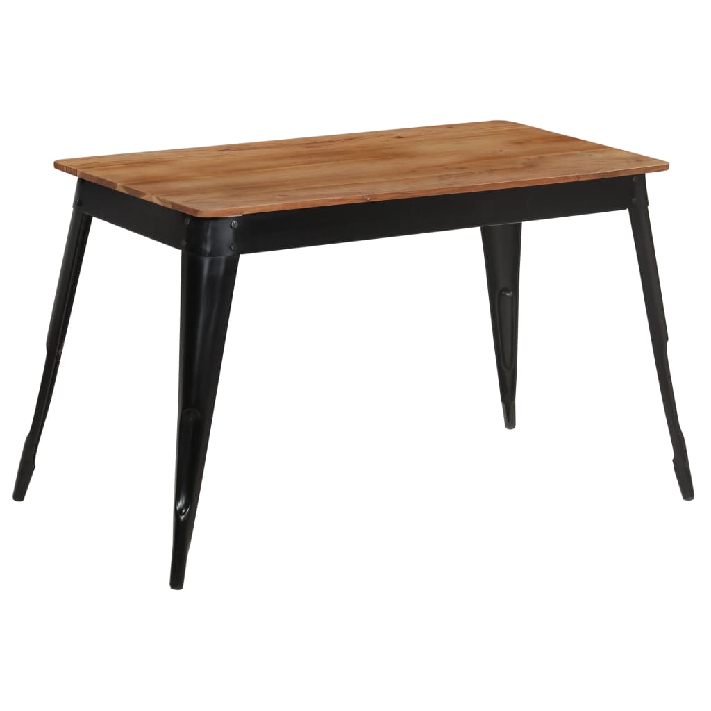 vidaXL Dining Table Solid Acacia Wood and Steel 120x60x76 cm