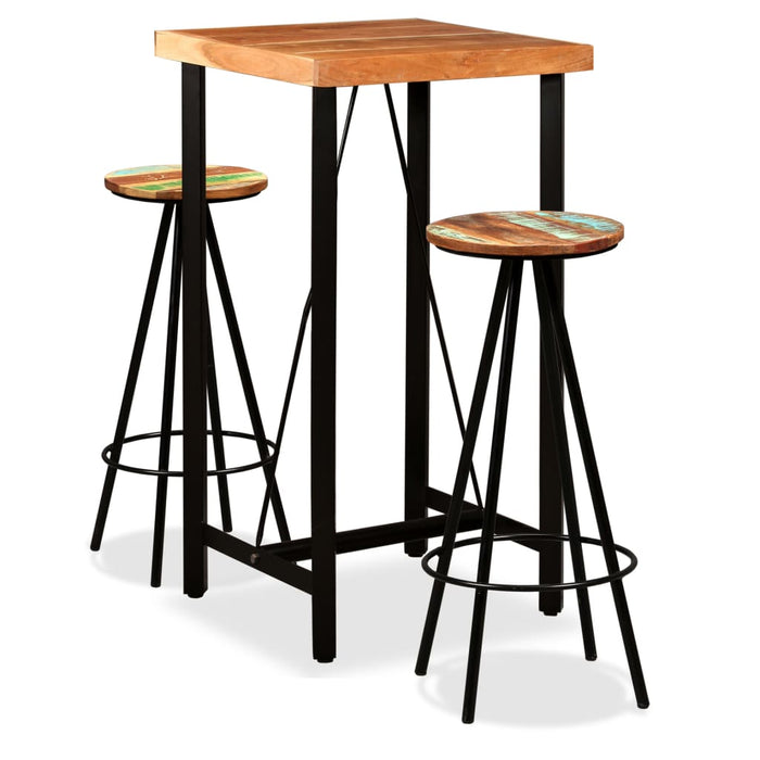 vidaXL Bar Set 3 Pieces Solid Acacia and Reclaimed Wood