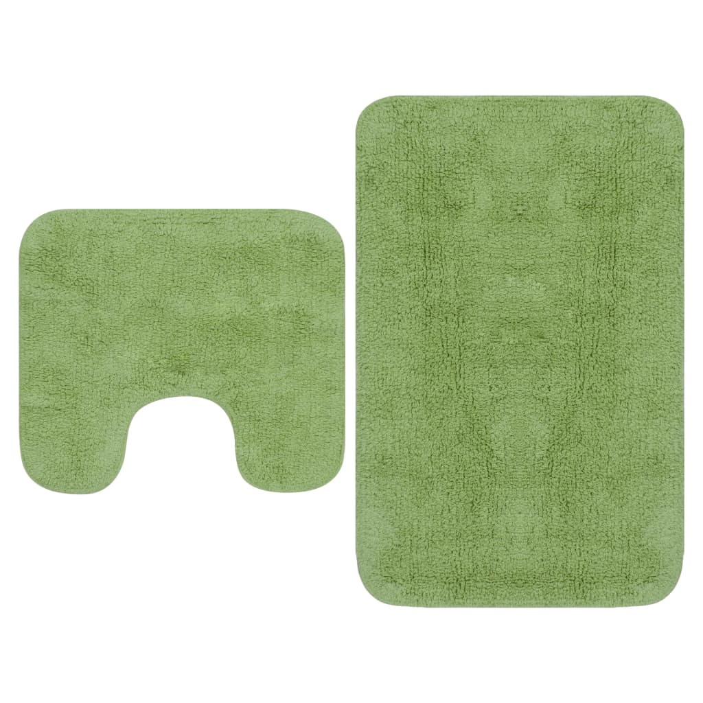 vidaXL Bathroom Mat Set 2 Pieces Fabric Green