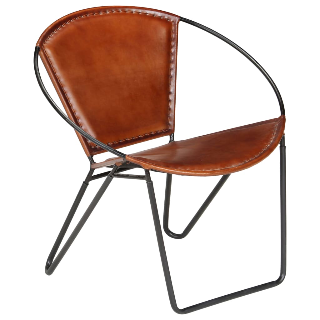 vidaXL Chair Brown Real Leather