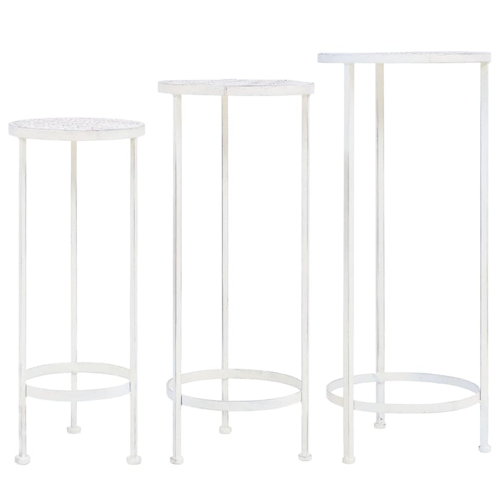 vidaXL Plant Stand Set 3 Pieces Vintage Style Metal Antique White