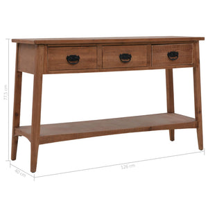 vidaXL Console Table Solid Fir Wood 126x40x77.5 cm Brown