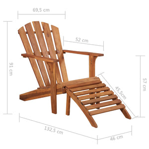 vidaXL Garden Adirondack Chair with Footrest Solid Acacia Wood