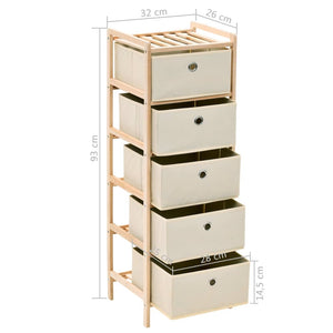 vidaXL Storage Rack with 5 Fabric Baskets Cedar Wood Beige