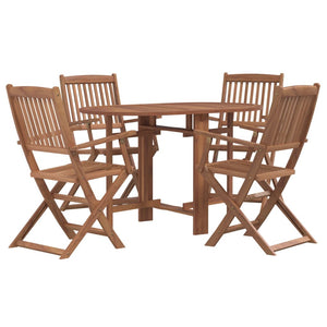 vidaXL 5 Piece Folding Outdoor Dining Set Solid Acacia Wood